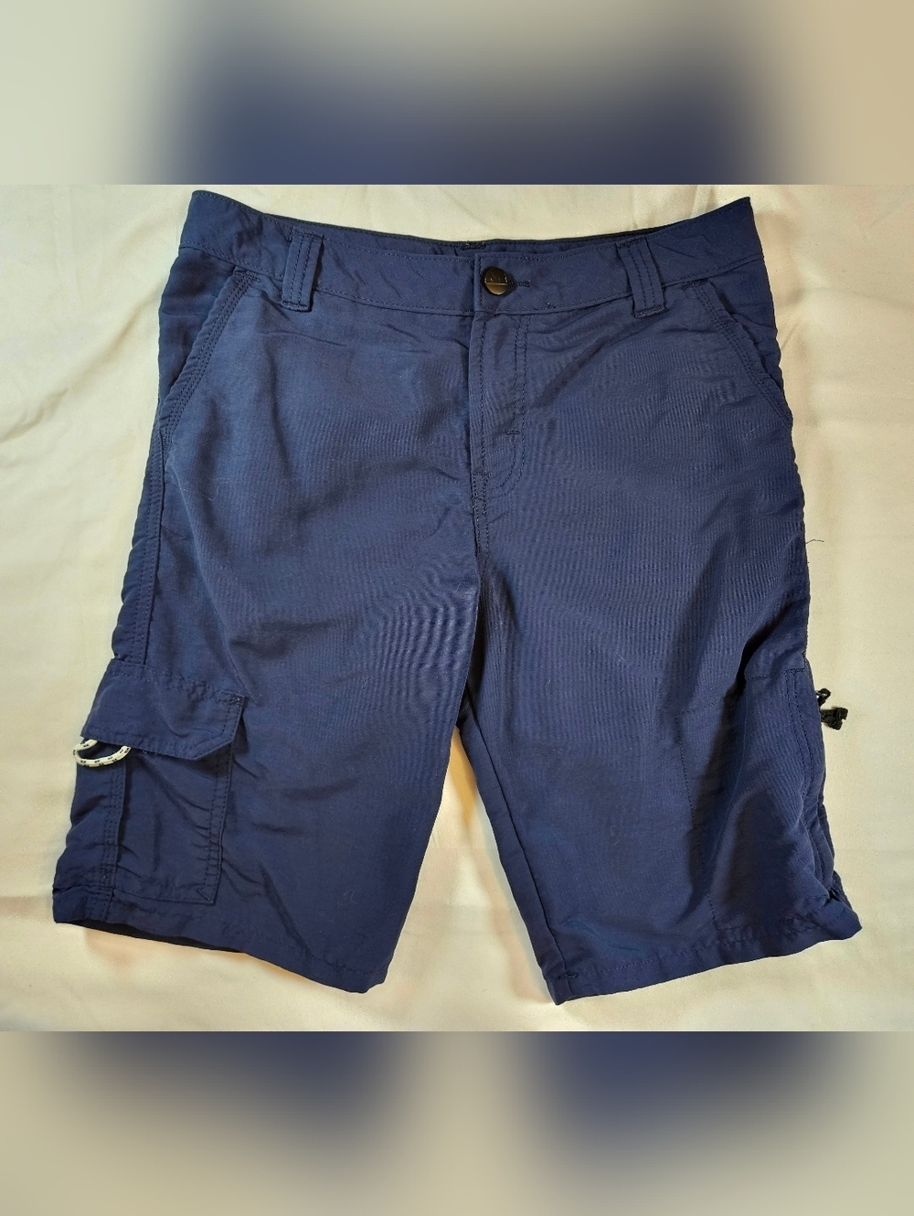 Unbranded Boys Blue Adjustable Waist Cargo Pocket Nylon Shorts Size 10 Husky